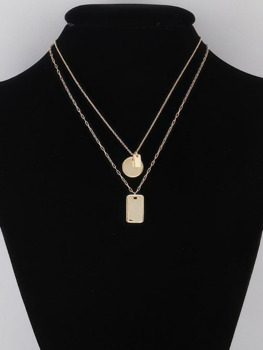 Double Layered Name Tag Pendant Necklace